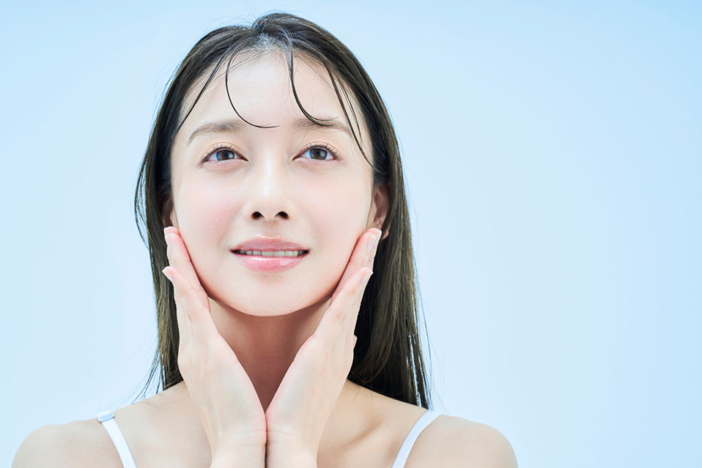 young woman cares her skin