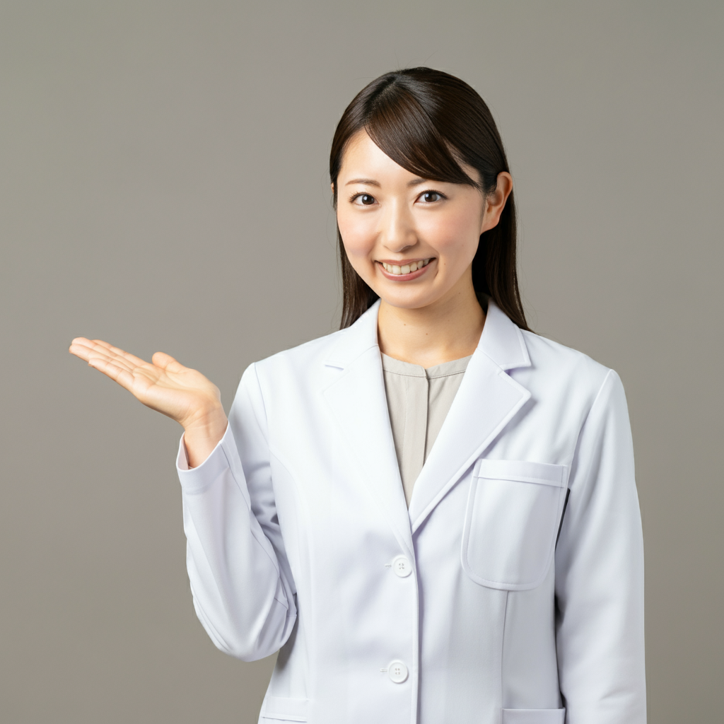 医療機関を紹介する笑顔の女医