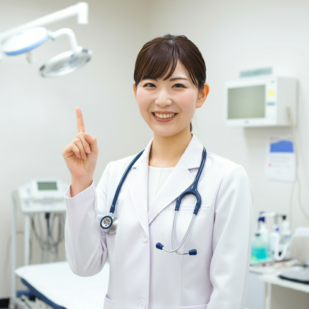 すり減った軟骨を再生させる再生医療の説明をする女性医師